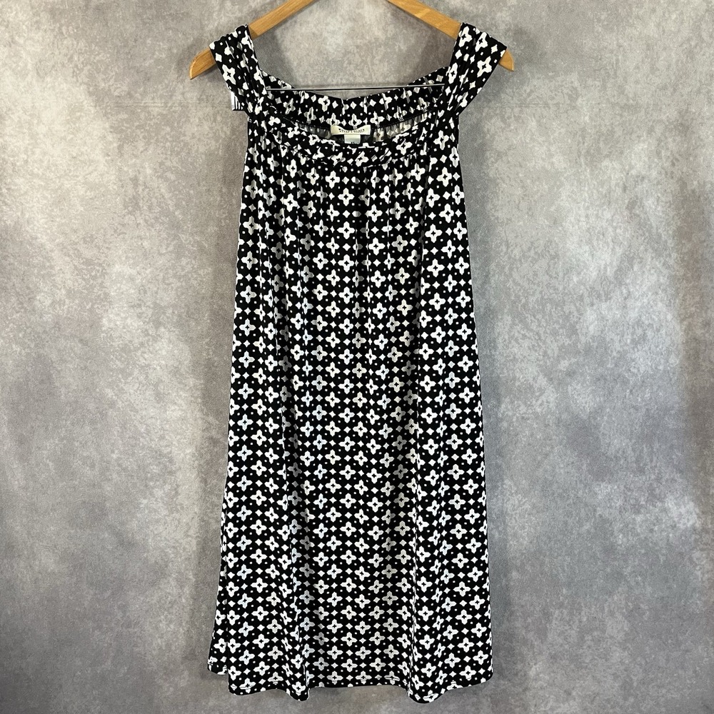 White House Black Market Dress Womens XS Black White Geometric Sleeveless Jersey